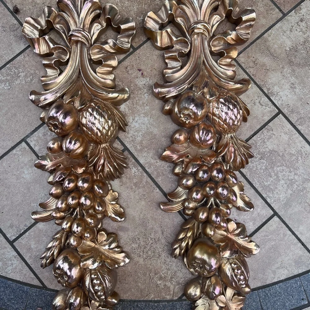 Vintage Syroco Gold Guild Fruit Swag Plaque Syracuse USA Wall Decor 21
